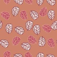 Seamless pattern engraved tree leaves. Vintage background botanical with foliage in hand drawn style. vector