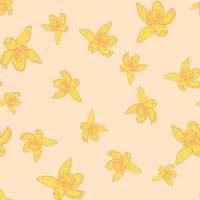 Seamless pattern engraved flower. Vintage background floral in hand drawn style. Spring flowers sketch. vector