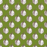 Seamless pattern engraved lemon on branch with leaves. Vintage background lime growing on twig in hand drawn style. vector