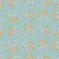 Seamless pattern lemon half engraving. Vintage background of citrus fruits in hand drawn style. vector