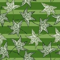 Engraved tree leaves seamless pattern. Vintage background botanical with foliage in hand drawn style. vector