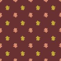 Leaves oak engraved seamless pattern. Retro background botanical with forest foliage in hand drawn style. vector