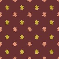 Leaves oak engraved seamless pattern. Retro background botanical with forest foliage in hand drawn style. vector