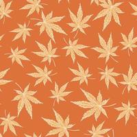 Leaves cannabis engraved seamless pattern. Retro background botanical with leaf marijuana in hand drawn style. vector