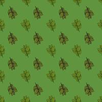 Seamless pattern engraved tree branches. Vintage background summer twigs in hand drawn style. vector