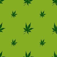 hojas de cannabis grabadas de patrones sin fisuras. fondo retro botánico con hoja de marihuana en estilo dibujado a mano. vector