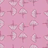 Seamless pattern engraved leaves Ginkgo Biloba. Vintage background botanical with foliage in hand drawn style. vector