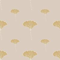 Seamless pattern engraved leaves Ginkgo Biloba. Vintage background botanical with foliage in hand drawn style. vector