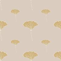 Seamless pattern engraved leaves Ginkgo Biloba. Vintage background botanical with foliage in hand drawn style. vector