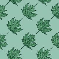 Leaves maple canadian engraved seamless pattern. Vintage background botanical with foliage in hand drawn style. vector