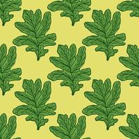 Leaves oak engraved seamless pattern. Retro background botanical with forest foliage in hand drawn style. vector