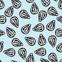 Seamless pattern engraved seeds. Vintage background plants kernels in hand drawn style. Botanical sketch. vector