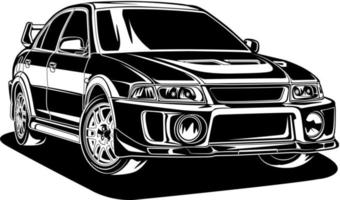 ilustración de vector de coche blanco y negro para diseño conceptual