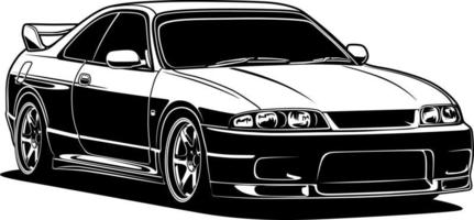 ilustración de vector de coche blanco y negro para diseño conceptual