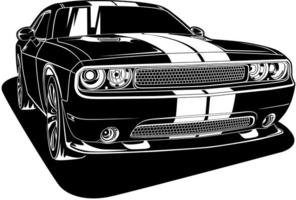 ilustración de vector de coche blanco y negro para diseño conceptual