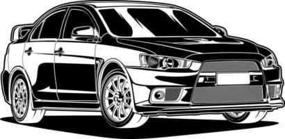 ilustración de vector de coche blanco y negro para diseño conceptual