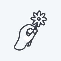 Icon Holding Flower. suitable for Hand Actions symbol. line style. simple design editable. design template vector. simple symbol illustration vector