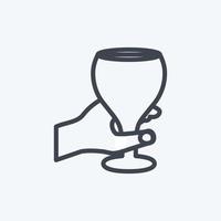 Icon Holding Wine Goblet. suitable for Hand Actions symbol. line style. simple design editable. design template vector. simple symbol illustration vector