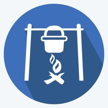 icono de fuego de campamento. adecuado para el símbolo del salvaje oeste. estilo de sombra larga. diseño simple editable. vector de plantilla de diseño. ilustración de símbolo simple