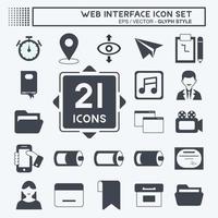 Icon Web Interface Set. glyph style. simple design editable. design template vector. simple symbol illustration vector