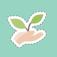 Sticker line cut Holding Plants. suitable for Spring symbol. simple design editable. design template vector. simple symbol illustration vector