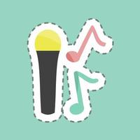 Sticker line cut Singing on Mic. suitable for music symbol. color mate style. simple design editable. design template vector. simple symbol illustration vector