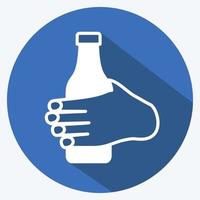 Icon Holding Bottle. suitable for Hand Actions symbol. long shadow style. simple design editable. design template vector. simple symbol illustration vector