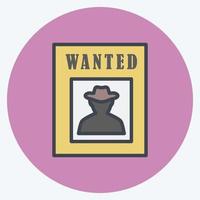 Icon Wanted Poster. suitable for Wild West symbol. color mate style. simple design editable. design template vector. simple symbol illustration vector