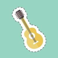 guitarra de corte de línea de pegatina. adecuado para el símbolo de la música. estilo compañero de color. diseño simple editable. vector de plantilla de diseño. ilustración de símbolo simple