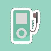 reproductor de mp3 con corte de línea de pegatinas. adecuado para el símbolo de la música. estilo compañero de color. diseño simple editable. vector de plantilla de diseño. ilustración de símbolo simple