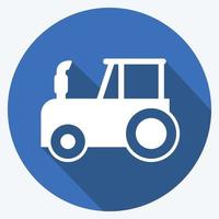 Icon Tractor. suitable for Garden symbol. long shadow style. simple design editable. design template vector. simple symbol illustration vector