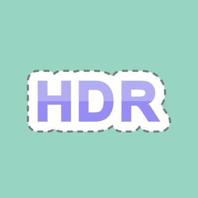 Sticker line cut HDR On. suitable for Photo Editing symbol. simple design editable. design template vector. simple symbol illustration