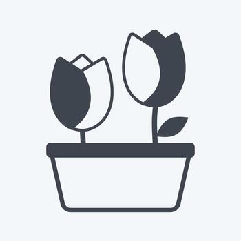 tulipanes de icono en maceta. adecuado para el símbolo de primavera. estilo de glifo. diseño simple editable. vector de plantilla de diseño. ilustración de símbolo simple