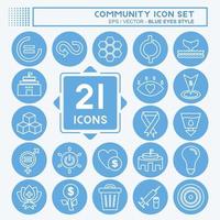 Community Icon Set. suitable for Education symbol. blue eyes style. simple design editable. design template vector. simple symbol illustration vector