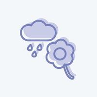 Icon Flower with rain. suitable for garden symbol. two tone style. simple design editable. design template vector. simple symbol illustration vector