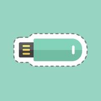Sticker line cut USB Cable. suitable for Education symbol. simple design editable. design template vector. simple symbol illustration vector