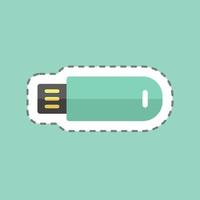 cable usb de corte de línea adhesiva. adecuado para el símbolo de la educación. diseño simple editable. vector de plantilla de diseño. ilustración de símbolo simple