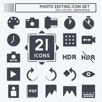 Photo Editing Icon Set. suitable for Web Interface symbol. glyph style. simple design editable. design template vector. simple symbol illustration vector