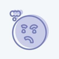 Icon Emoticon Thinking. suitable for Emoticon symbol. two tone style. simple design editable. design template vector. simple symbol illustration vector