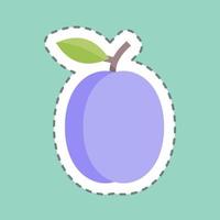 Sticker line cut Plum. suitable for Fruits and Vegetables symbol. simple design editable. design template vector. simple symbol illustration vector