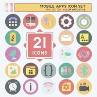 Mobile Apps Icon Set. suitable for Web Interface symbol. color mate style. simple design editable. design template vector. simple symbol illustration vector
