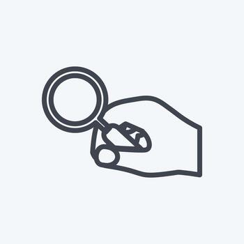 Icon Holding Magnifier. suitable for Hand Actions symbol. line style. simple design editable. design template vector. simple symbol illustration vector