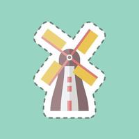 Sticker line cut Windmill. suitable for Wild West symbol. simple design editable. design template vector. simple symbol illustration vector