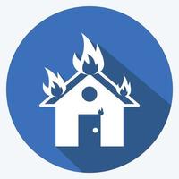 Icon House on Fire. suitable for disasters symbol. long shadow style. simple design editable. design template vector. simple symbol illustration vector