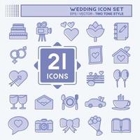 conjunto de iconos de boda. adecuado para el símbolo de aplicaciones móviles. estilo de dos tonos. diseño simple editable. vector de plantilla de diseño. ilustración de símbolo simple