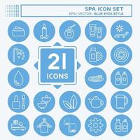 conjunto de iconos de spa. adecuado para el símbolo de spa. estilo de ojos azules. diseño simple editable. vector de plantilla de diseño. ilustración de símbolo simple