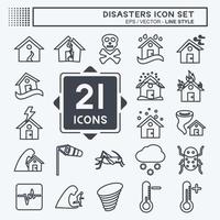 Disasters Icon Set. suitable for nature symbol. line style. simple design editable. design template vector. simple symbol illustration vector