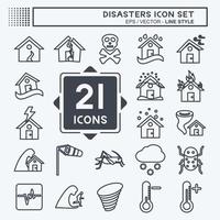 Disasters Icon Set. suitable for nature symbol. line style. simple design editable. design template vector. simple symbol illustration vector