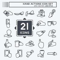 Hand Actions Icon Set. suitable for Education symbol. line style. simple design editable. design template vector. simple symbol illustration vector