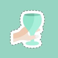 Sticker line cut Holding Wine Goblet. suitable for Hand Actions symbol. simple design editable. design template vector. simple symbol illustration vector